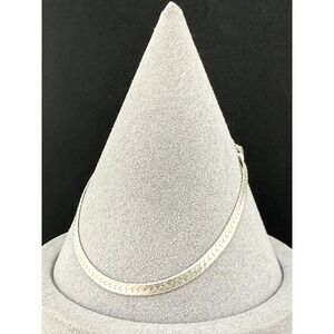 Estate Herringbone Bracelet Silver 925 Italy Flat Chain 7in